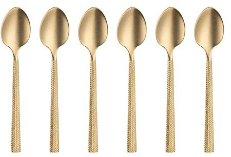 VILLA ITALIA Ensemble élégant de cuillère à thé de couleur or Ensemble de couverts élégants Ensemble de couverts Couverts de table Acier inoxydable Chromonicle 6 pièces HERA VINTAGE GOLD