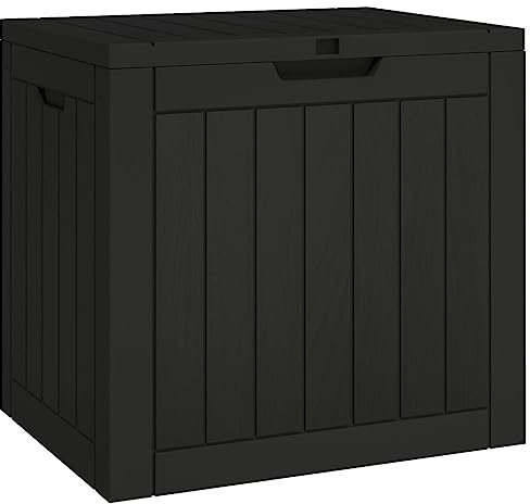 vidaXL Boîte de Stockage de Jardin, Coffre à Outils avec Couvercle, Bac de Rangement, Organisateur de Terrasse Piscine, Noir Polypropylène