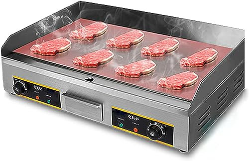 Parrilla Eléctrica Comercial De 4400 W Para Encimera, Parrilla Plana De Acero Inoxidable De 220 V Con Control De Temperatura Dual Ajustable, Barbacoa Sin Humo Teppanyaki Grill Kitchen Restaurant