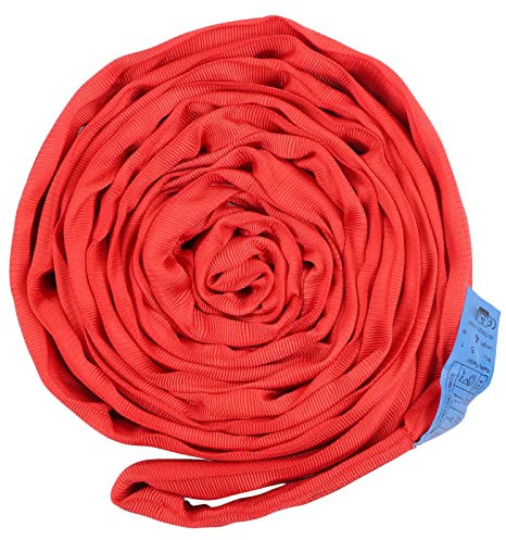 Corde de Levage Plate, Sangle de Levage Plate 5T, Sangle de Levage en Polyester avec Boucle à Double œil, Corde de Levage de Grue, 4 Mètres Rouge, Ronde