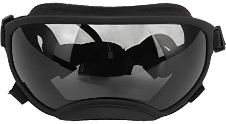 JEOZBM Hundesonnenbrille, Winddichte Hundebrille Großer Rassen mit Anpassbarem Riemen, Langlebige, Beschlagfreie Haustierbrille, Welpenbrille für Schneesportarten(23cm-Schwarzgrau)