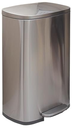MNSSRN Cubo de Basura de Acero Inoxidable de 30L / 50L, Bote de Basura Trapezoidal, contenedor Interior de plástico y Tapa, Adecuado para baño, Cocina, Dormitorio, Oficina en casa,50L
