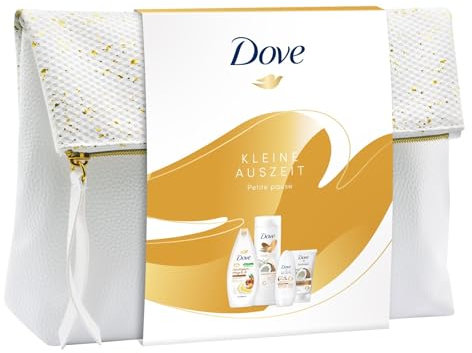 DOVE Coffret cadeau « Soin régénérant » avec trousse de maquillage, soin hydratant, huile douche, déodorant roll-on, lotion pour le corps et crème pour les mains