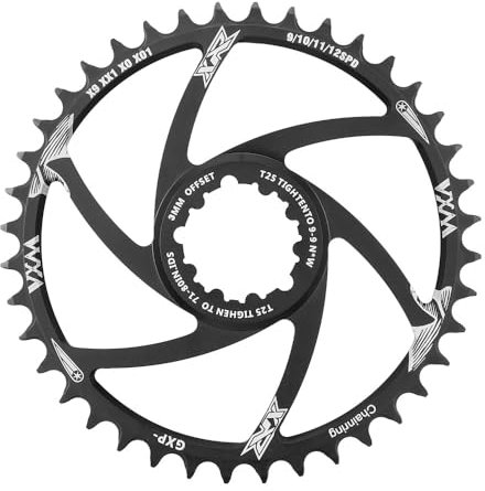 ZOCKZ Fahrrad-Kettenblatt 30T 32T 34T 36T 38T 40T MTB Kettenblatt Offset 1/3/6 mm schmales breites Kettenblatt MTB GXP Ritzel für GXP XX1 X9 XO X01 NX XX GX Direct Mount Kurbelgarnitur (34T, Offset 6