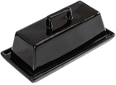 Beurrier Plat avec couvercle beurrier porte-beurre rectangulaire beurrier récipient avec couvercles conception de poignée, lavable au lave-vaisselle Cadeau de cuisine ( Color : Black )