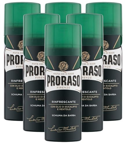 Schiuma Da Barba RINFRESCANTE, Con Olio Di Eucalipto e Mentolo 50ml (6 Unità)