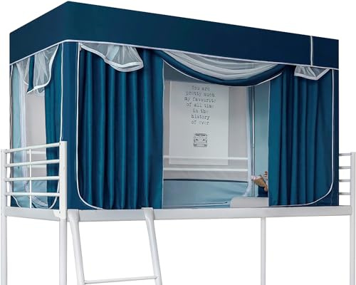 Leodun Betthimmel-Zelt für Doppelbett, tragbares Indoor-Zelt mit 3 Türen, atmungsaktiver Verdunkelungsstoff (Matratze nicht im Lieferumfang enthalten) (Blau, 190 x 90 x 110 cm)