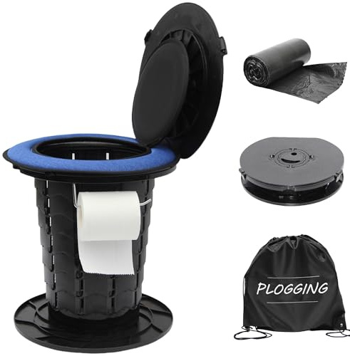 PLOGGING Toilette da campeggio retrattile, regolabile in altezza, vasino portatile per adulti e bambini, WC pieghevole per campeggio, viaggi e auto
