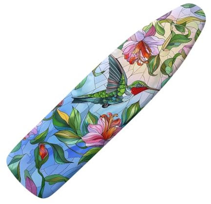 Vanideaoty Hummingbird Ironing Board Covers 16 x 54 Inch, Easy Fit, Scorch Resistant, Pink Floral Printed Smooth Replacement Ironing Board Cover and Pad