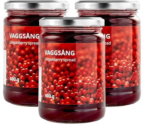 SYLT LINGON (VAGGSANG) Swedish Lingonberry Fruit Spread - 3 x 400g Jars