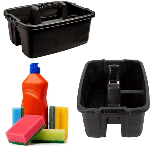 STAR SUPPLIES Plastic Kitchen Caddy Black Storage Organiser | For Utensils Sponges Clothes & Sprays