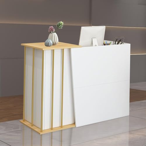 GAOXIAO Comptoir Magasin Comptoir De Réception, Comptoir Caisse pour Vente Au Détail, Bureau De Réception avec Tiroirs, Comptoir d'accueil avec éTagères D'affichage Blanc C 100 cm