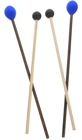 Levemolo 2 Paar Marimba Schlägel mit Holzgriff und Gummierter Wollwicklung Langlebige Trommelschlägel für Xylophon und Glockenspiel Schlagfest und Bruchresistent