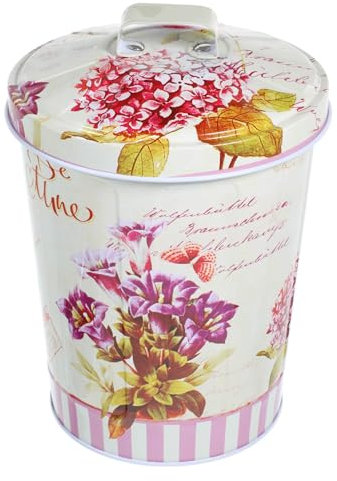 OKUMEYR Small Cookie Box and Candy Storage Tin with Lid, Large Capacity Biscuit Jar, Floral Pattern Metal Snack Container for Home Use