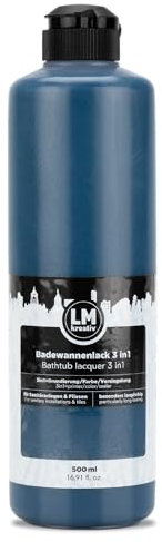 LM-Kreativ Vernice per vasca da bagno, 3 in 1, 2 K, 500 ml, colore blu fresco, vernice per piastrelle e piastrelle, per bagno, vasche da bagno, piatti doccia, piastrelle e lavandino, ad alta