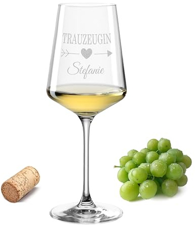 Gravur-Max Weinglas 560 ml mit Gravur - “Trauzeugin“ – Hochzeits-Glas - Leonardo Puccini Glas mit Lasergravur – personalisiertes Weinglas mit Namen & Datum – für Ihre Hochzeit und Trauzeugen