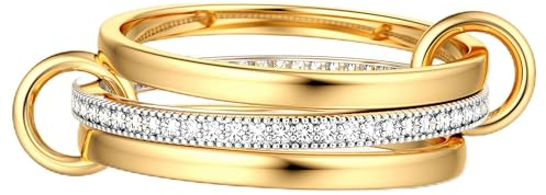 Dochais Gyllene silverring för kvinnor, 18k förgylld vattentät guldring, set med stapelbar, förlovningsring, vigselring, statement, tumring, fingerring, allergivänlig, för kvinnor och män, 57, Mässing