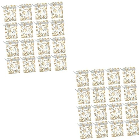 FRCOLOR 2 Sätze Tasche Aus Bronzing-garn Partygeschenkbeutel Organza-geschenkbeutel Zu Weihnachten Schneeflocke- -leckerli-tasche Weiß Hochwertiges Organza-perl Garn 100 Stück * 2