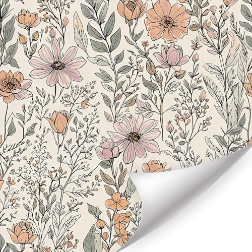 HPNIUB Rosa Skizze Blume Aquarell Tapete Maedchen Zimmer Vintage Deko