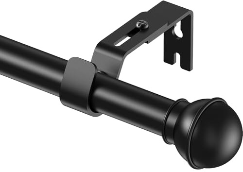 Yeabett Curtain Poles, 80-156cm Adjustable Eyelet Curtain Rod, 22mm Splicing Curtain Pole Set with Brackets for Living Room, Bathroom, Bedroom, Kitchen, Black