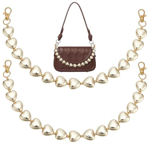 UNICRAFTALE 2 collane a forma di cuore, per borsa a mano, dorate, per borse, da donna, decorazione fai da te, 37 cm