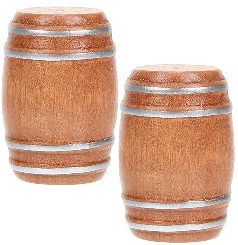 Mini Tonneaux en Bois pour Décoration Maison de Poupée, Lot de 2 | Accessoires Réalistes Style Vintage, pour Diorama Miniature et Collectionneur