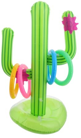 Toyvian Jeu de Lancer Anneaux Gonflables Cactus Set Anneaux Résistants pour Fête Estivale Animation Familiale et Coordination Extérieur