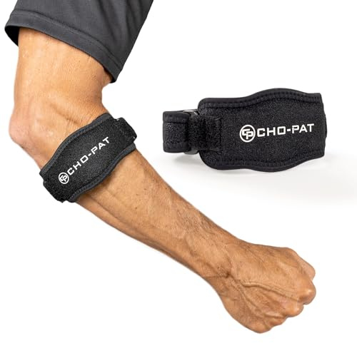 Cho-Pat Tennis Elbow Strap, Adjustable Forearm Support for Tennis Elbow, Overuse Syndromes, Muscle Strains, and Tendonitis, OSFM