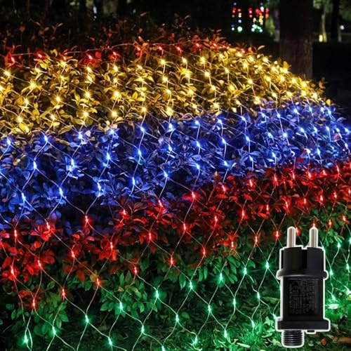 Leisure world 2 m x 3 m, luces de red, 192 LED de colores con temporizador para arbustos, jardín, cenador, árbol de Navidad y decoración exterior (8 modos, impermeable)