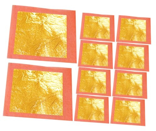 DIYEAH 10 Fogli di Lamina d'oro 24k per Artigianato e Manicure, Lamina Dorata Multifunzionale, Decorazioni Natalizie e Fai da Te, Foglie d'oro Compatte e Resistenti per Lavori Artistici