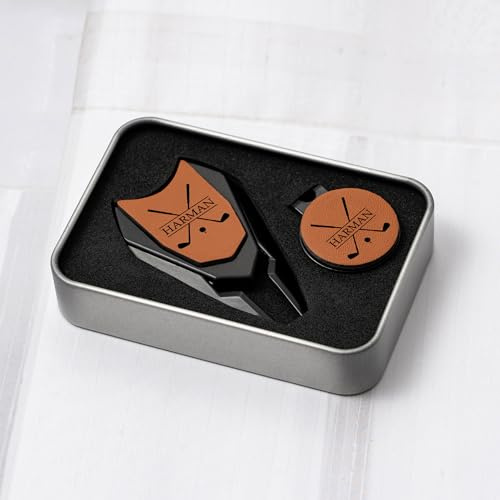 Esseur Personalisiertes Set zur Reparatur von Divots, graviertes Golfballmarker-Set für Herren, individuelles Geschenk mit Golf-Rasenwerkzeugen für den golfbegeisterten Vater oder Trauzeugen