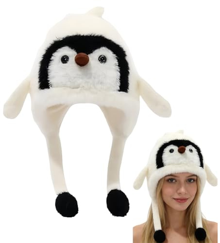 Vexthorion Cute Plush Penguin Hat, Penguin Plush Hat,Funny Animal Ear Ha-t,for Boys Girls and Women,Cosplay Anime Costume for Kids,Birthday Party Gifts