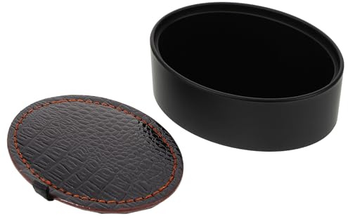 SOLUSTRE Scatola in PU per Gemelli Espositore Portatile Custodia Organizer Nera Rotonda per Gioielli da Viaggio Contenitore Compatto per Collezione Gemelli e Accessori da Polso