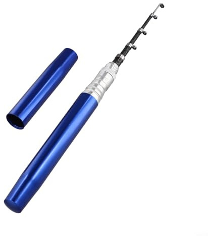 Vidonergy Teleskop-Taschenangelrute, für ultraleichte und tragbare Stift-Rute mit ergonomischem Griff für Süß- und Salzwasserangeln (blau)