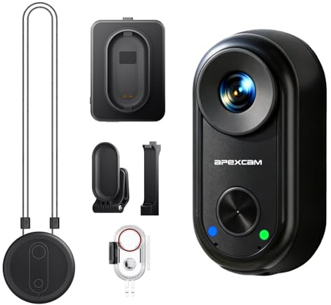 Apexcam K70 4K Mini Thumb Camera POV Body Action Camera Portable Wearable Sport Camera with WiFi EIS 30M Waterproof Underwater Hands-Free Audio Recording Cam with Magnetic Mount for Vlogging Cycling