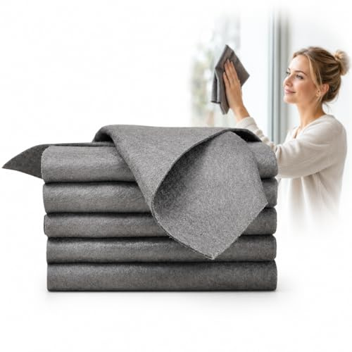Paño Mágico Antonio Herato Paño Limpiacristales Suave Y Absorbente Para Huellas Polvo Humedad Y Manchas De Agua En Vidrio Espejo Pantalla Acero Cromado Baño Cocina Y Automóvil (Gris*5,40*50cm)