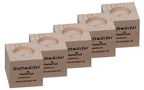 NaturGut Holz Duftwürfel 5 Stück – Natürlicher Duftspender für ätherische Öle – Gleichmäßige Aromaverteilung ohne Duftlampe – Dekorativer Raumduft für Wohn-, Schlaf- und Arbeitsräume