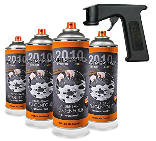 Paintsystems 4 x400ml, Felgenfolie schwarz matt, inkl. Handgriff Spraymaster