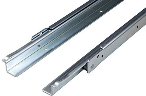 Gedotec Guide per Cassetti Resistenti e Durevoli - In Acciaio Galvanizzato - Capacità di Carico 100 kg | Binario Scorrevole con Dispositivo di Sicurezza - Lunghezza 550 mm, Estensione: 445 mm | 1 Set