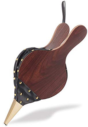 relaxdays Mantice per Camino, Inserti Dorati, Cordino per Appendere, Borsa in Plastica,Camino & Grill,Ferro,Nero/Marrone