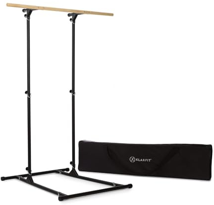 Klarfit T-Trix Pull Up Station - MultiGym Concept, multifunktionale Klimmzugstange, höhenverstellbar, bis 100 kg, Massive Buche, Stahl, schwarz