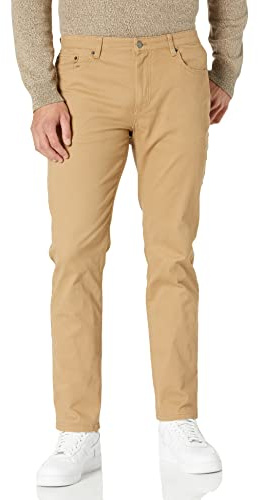 Amazon Essentials Pantalon en Sergé Stretch 5 Poches Coupe Athlétique (Grandes Tailles Disponibles) Homme, Brun Kaki Foncé, 31W / 32L