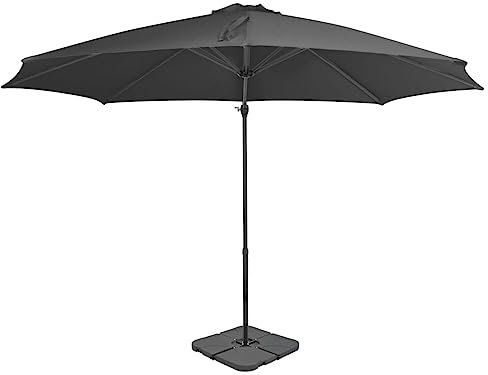 vidaXL Sonnenschirm mit Schirmständer Ständer UV-Schutz Gartenschirm Ampelschirm Terrassenschirm Marktschirm Strandschirm Schirm Alu 3x2,4m Anthrazit