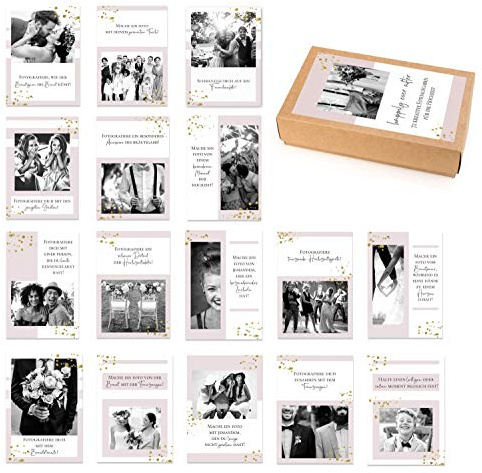 72 kreative Fotoaufgaben für unvergessliche Hochzeitsfotos/Fotokarten/Hochzeit Fotoideen/Hochzeitsspiel/Schön, dass du da bist-Karten/auch sehr beliebt als Hochzeitsgeschenk - DIN A7