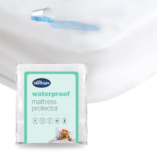Silentnight Waterproof Mattress Protector Double - Quiet Rustle Free Waterproof Resistant Sheet Moisture Proof Mattress Pad Cover - Machine Washable and Hypoallergenic - Double