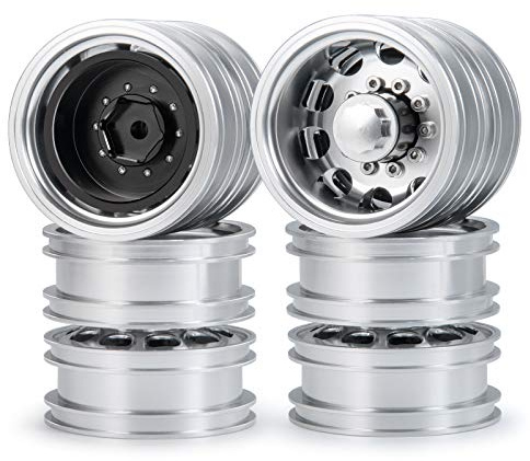 Que-T Metal Rear Wheel Rims Wheel Hubs for 1/14 RC Tamiya Trailer Tractor Truck Car, 4pcs/Set