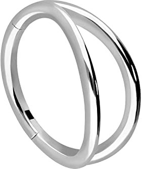 PIERCINGLINE Segmentring Clicker 2 Ringe Chirurgenstahl Piercing Nase Septum Ohr Helix Tragus Silberfarben 10 mm