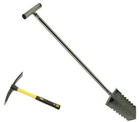 Maxxistore - Emiter Pala Acciaio Professionale X140 Sand Scoop Metal Detector + Mini piccone