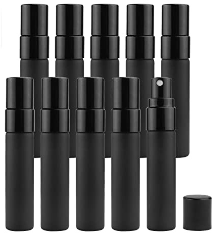 Wresty 10 Pcs Blask Glass Spray Bottle 5ml Perfume Atomizer Refillable Travel Fine Mist Spray Bottle Liquid Fragrance Sample Atomizer Spray Bottles