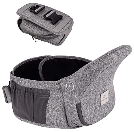Bebamour Hipseat Babytrage 0-36 Monate, Leichter, verstellbarer, rückenstützender Taillenhocker, 3-in-1-Babytrage für Neugeborene bis Kleinkindersitz(New Light Grey)